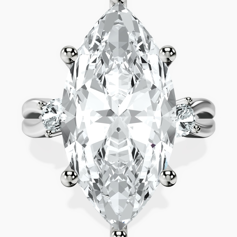 10kt White Gold Odette Three Stone Bypass Lab Diamond Ring front image