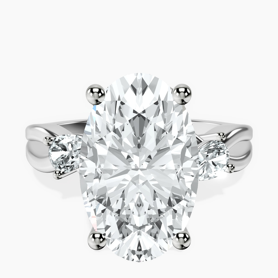 10kt White Gold Odette Three Stone Bypass Lab Diamond Ring front image