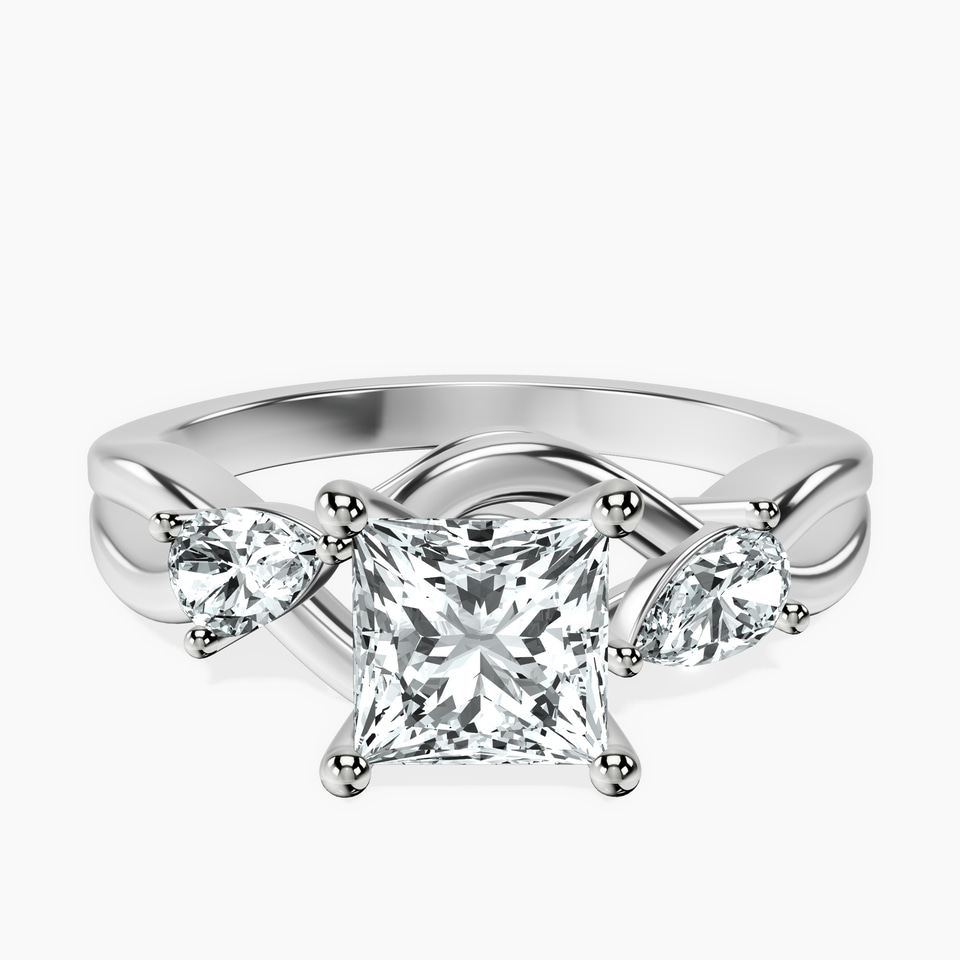 Platinum Odette Three Stone Bypass Lab Diamond Ring front image
