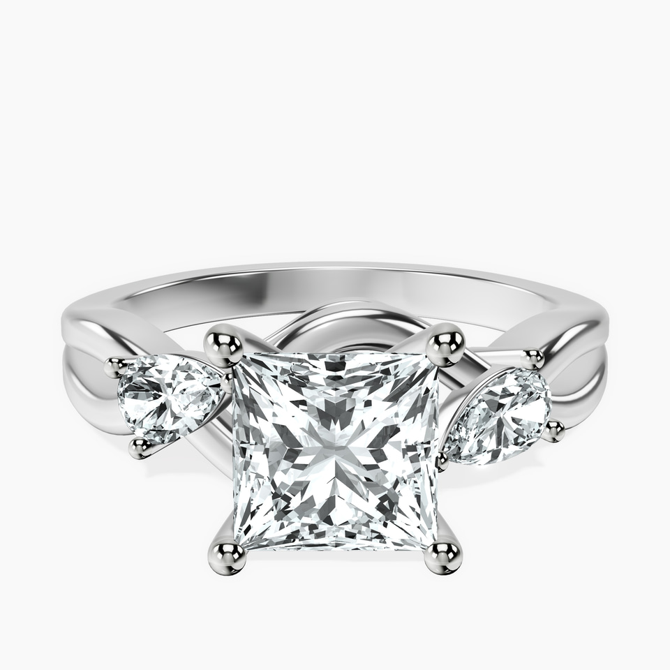 Platinum Odette Three Stone Bypass Lab Diamond Ring front image