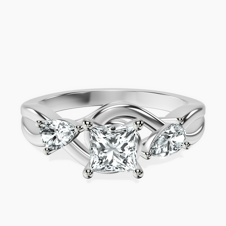 10kt White Gold Odette Three Stone Bypass Lab Diamond Ring front image