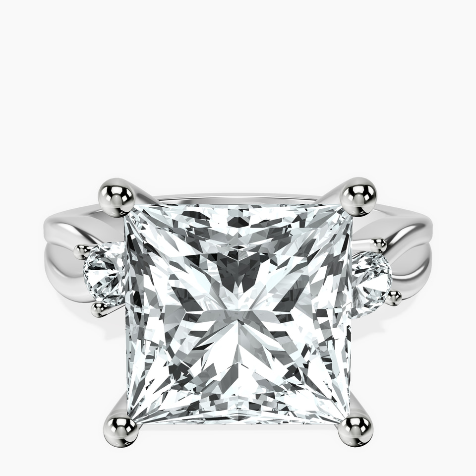 Platinum Odette Three Stone Bypass Lab Diamond Ring front image