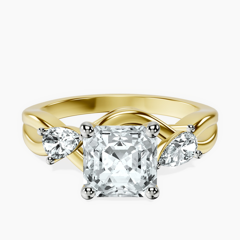 9ct Yellow Gold Odette Three Stone Bypass Lab Diamond Ring front image