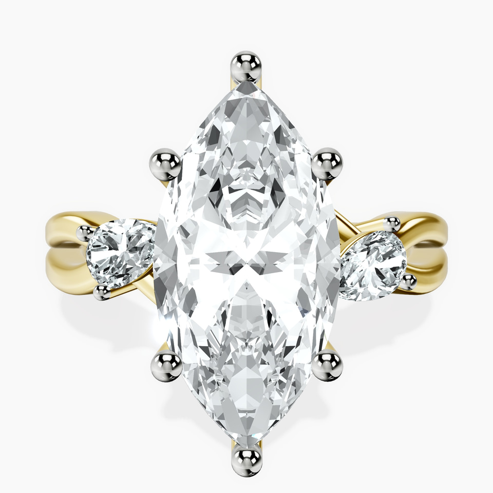 14kt Yellow Gold Odette Three Stone Bypass Lab Diamond Ring front image