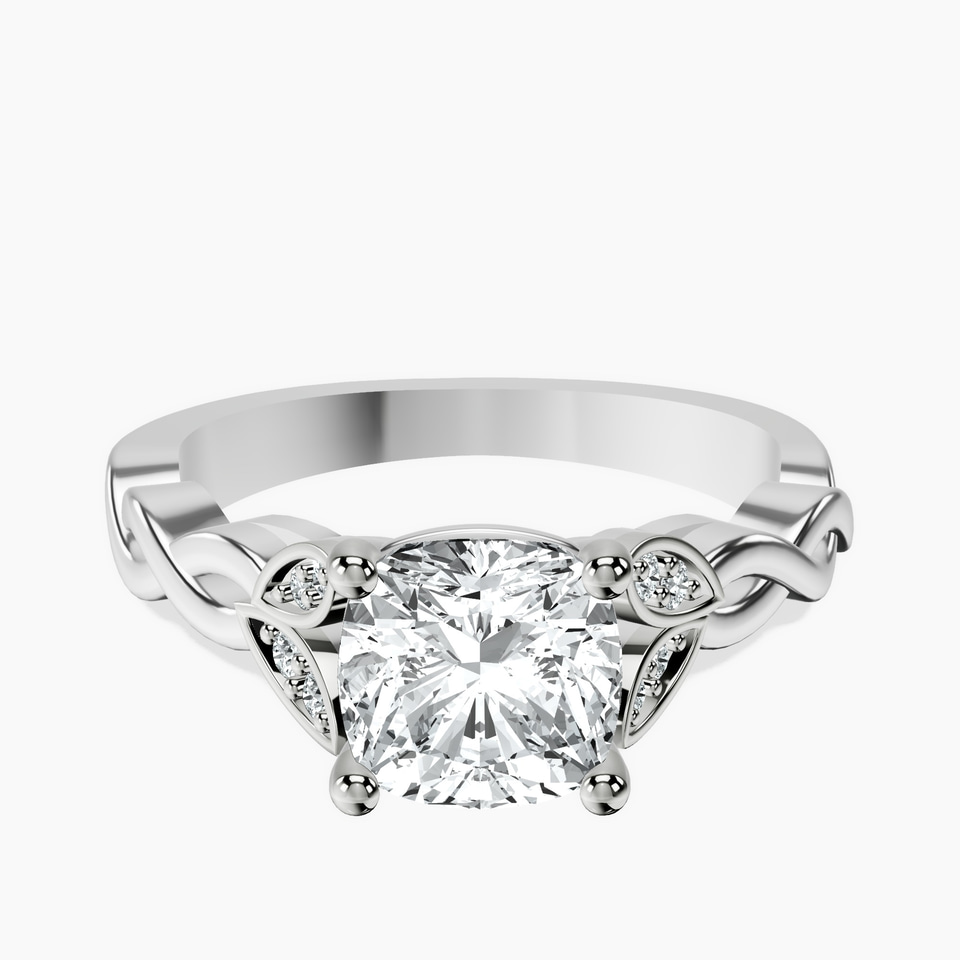 10kt White Gold Letitia Side Stone Lab Diamond Ring front image