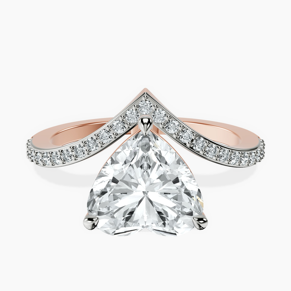 9ct Rose Gold Zelda Classic Chevron Lab Diamond Ring front image