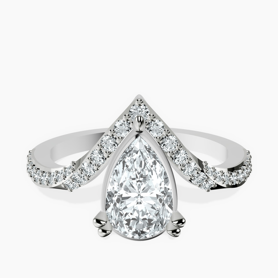 10kt White Gold Athena Chevron Twist Lab Diamond Ring front image