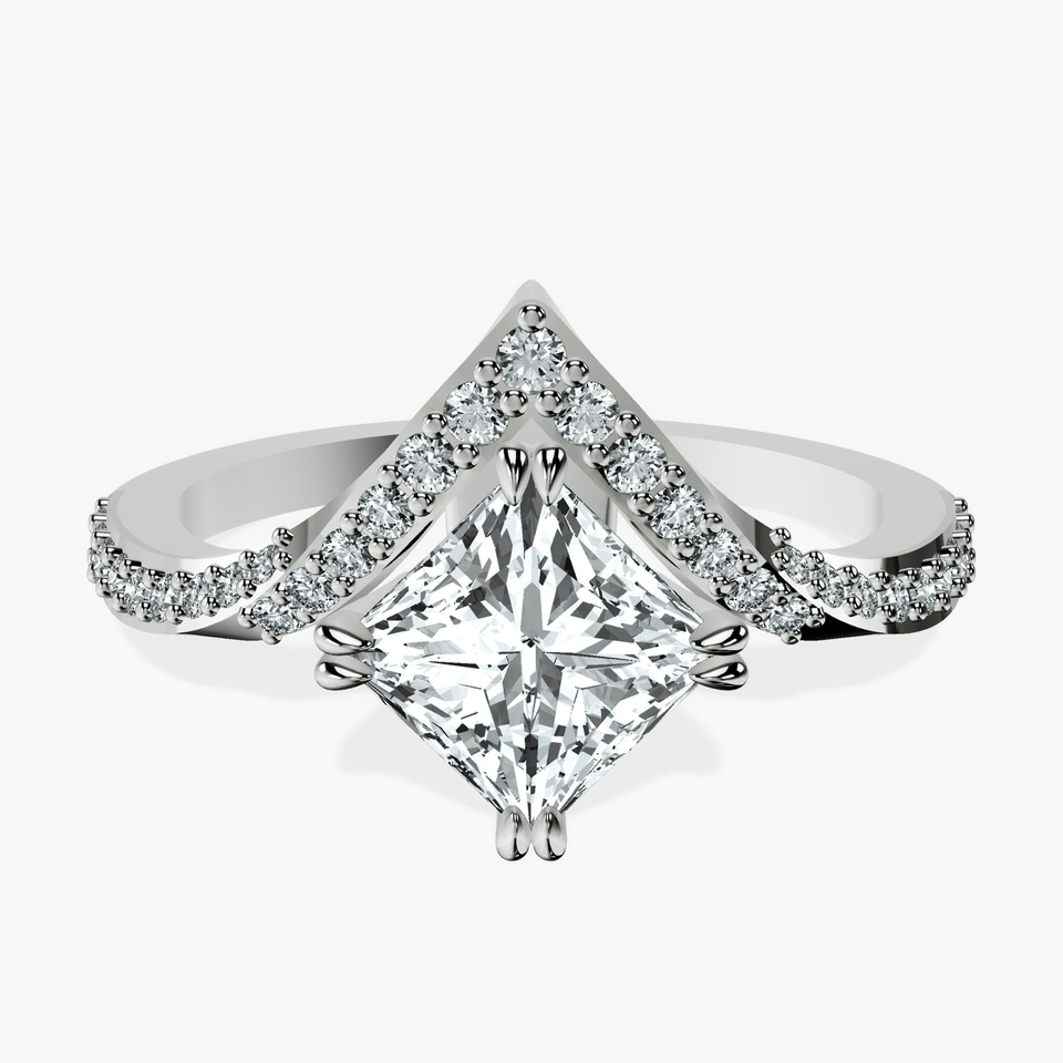 10kt White Gold Athena Chevron Twist Lab Diamond Ring front image