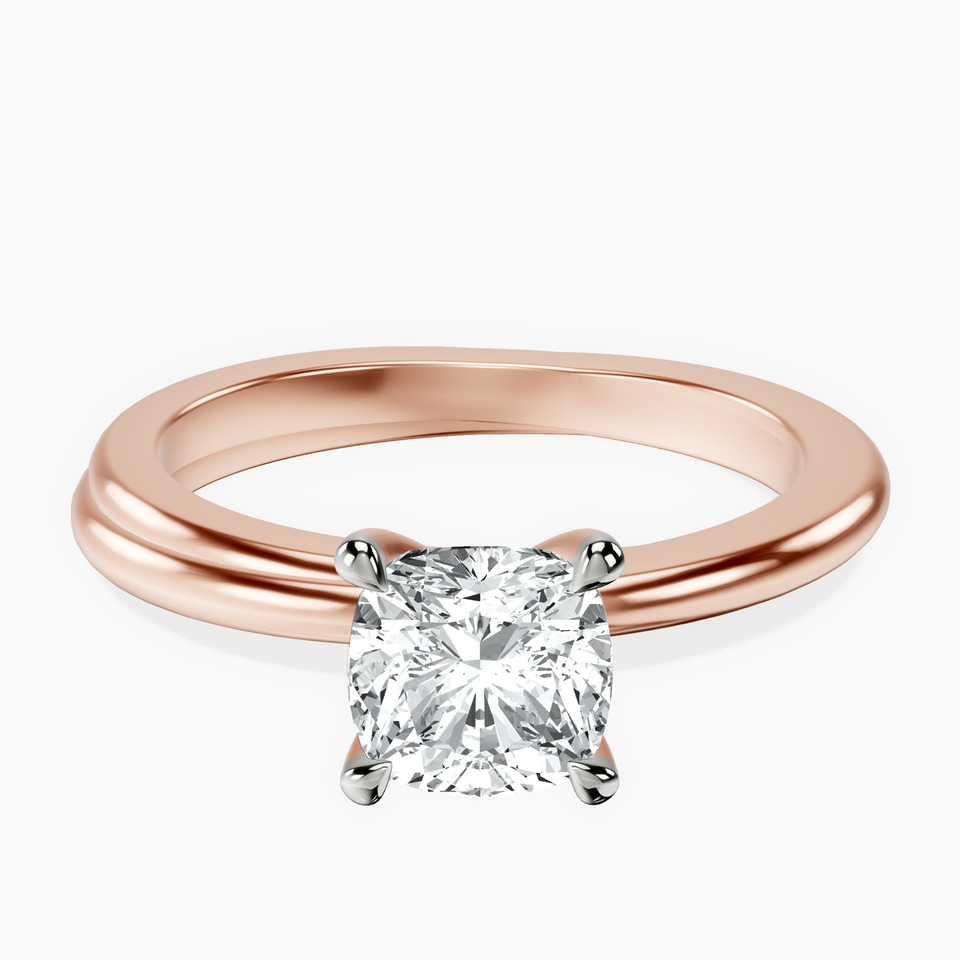 18kt Rose Gold Juniper Crossover Solitaire Lab Diamond Ring front image