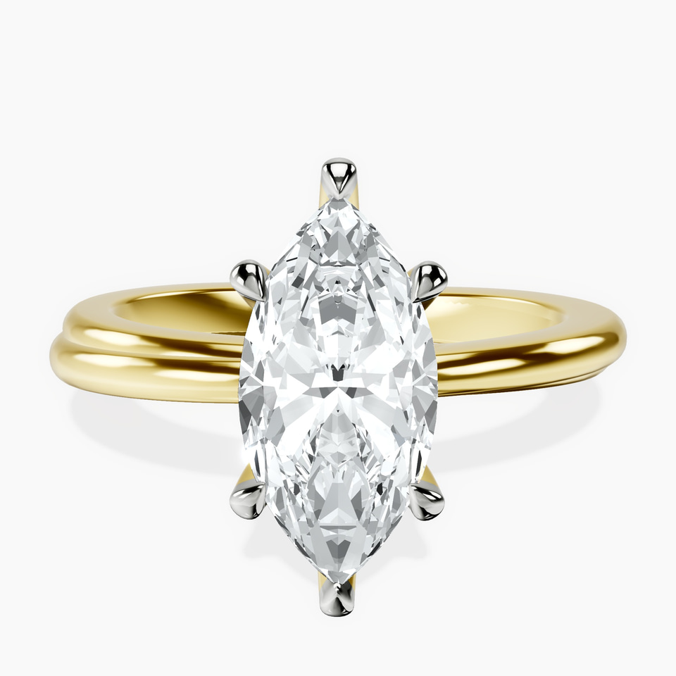 14ct Yellow Gold Juniper Crossover Solitaire Lab Diamond Ring front image
