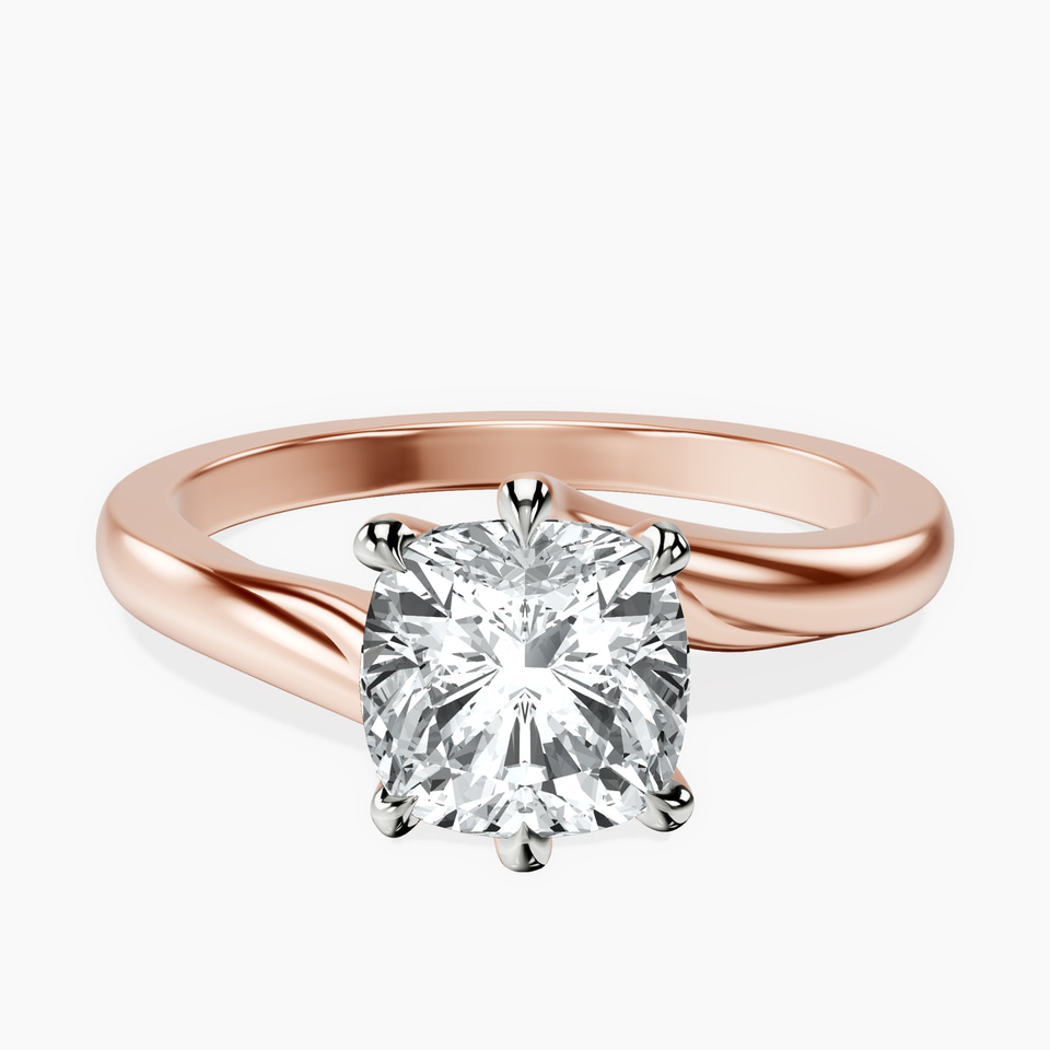 14kt Rose Gold Seraphina Twist Prongs Solitaire 2mm Lab Diamond Ring front image