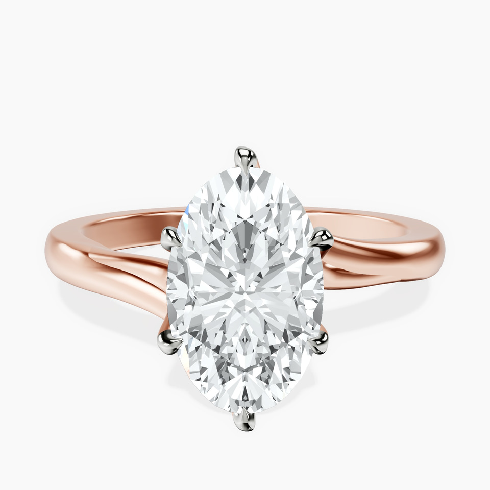 14kt Rose Gold Seraphina Twist Prongs Solitaire 2mm Lab Diamond Ring front image