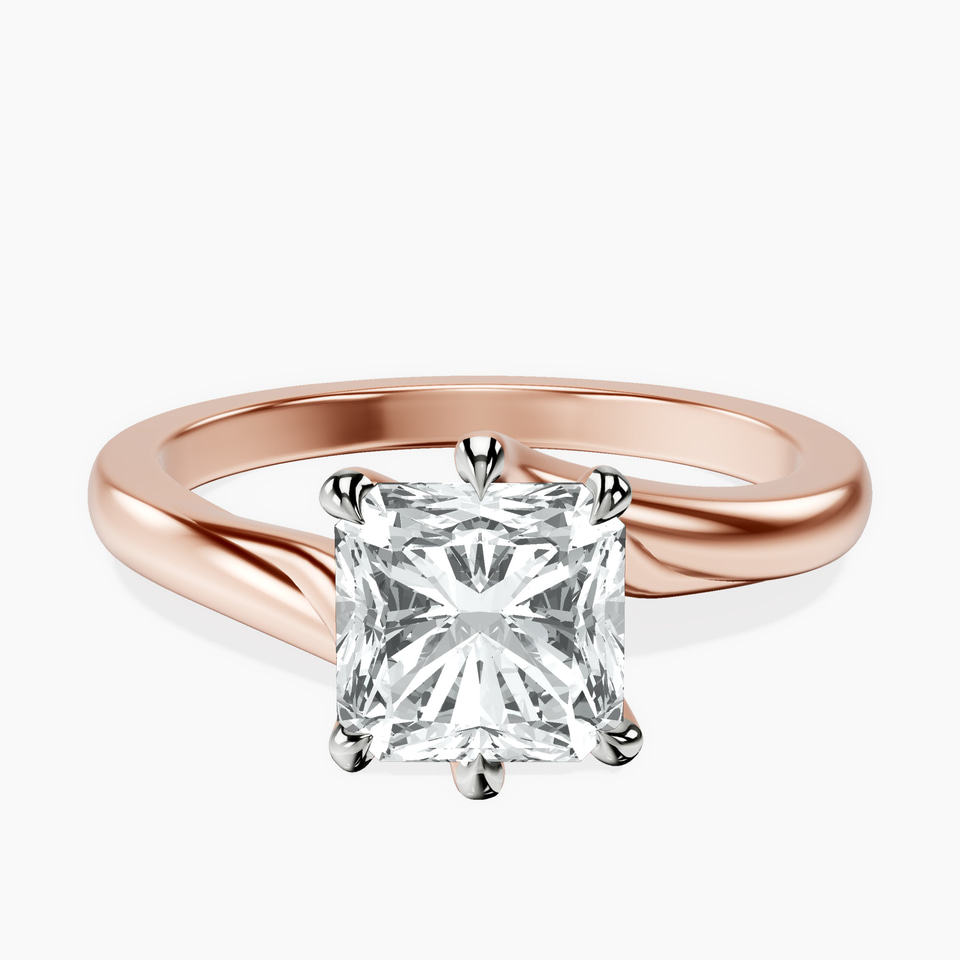 14kt Rose Gold Seraphina Twist Prongs Solitaire 2mm Lab Diamond Ring front image