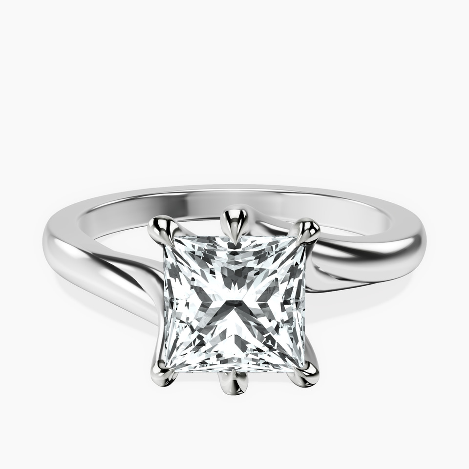 10kt White Gold Seraphina Twist Prongs Solitaire 2mm Lab Diamond Ring front image