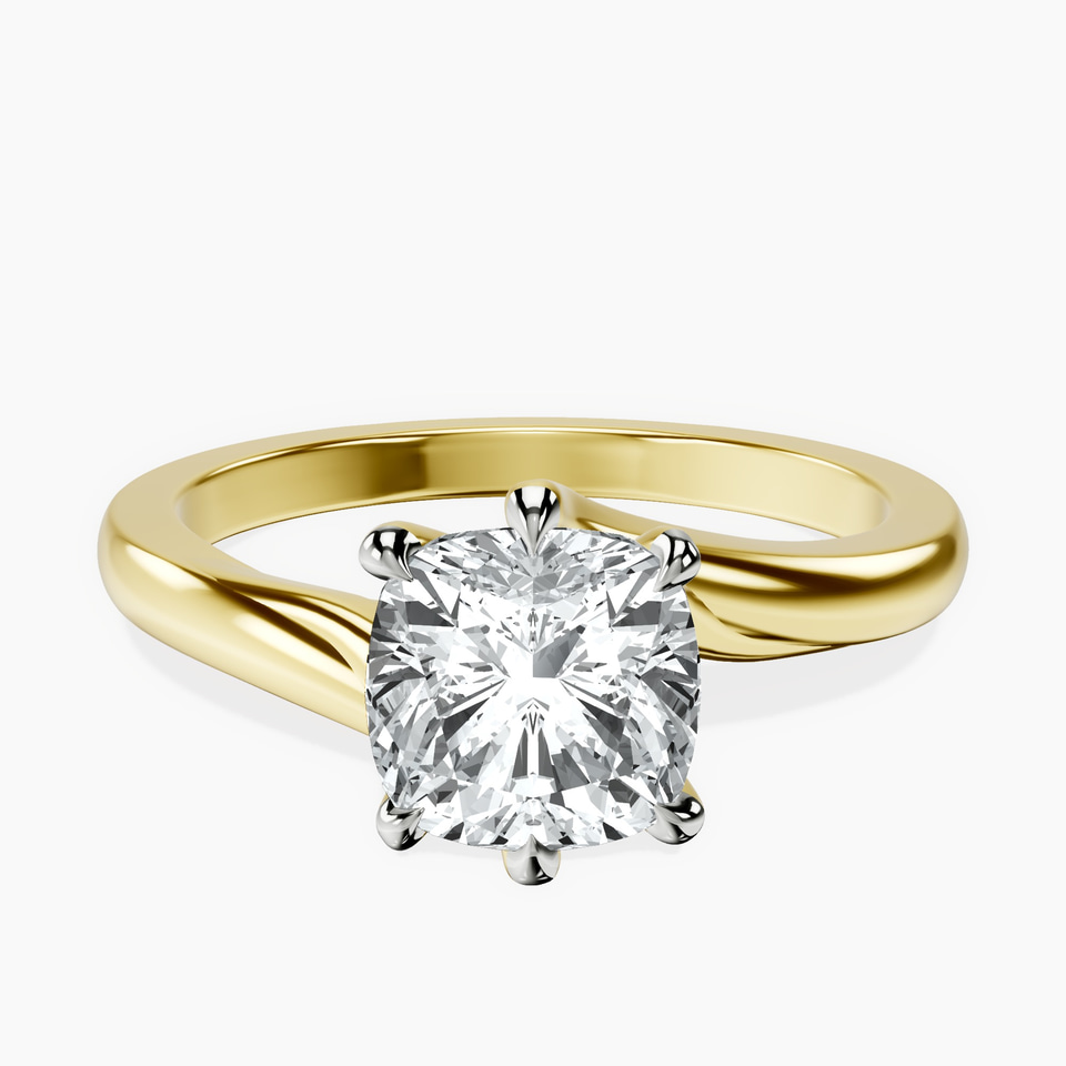 14kt Yellow Gold Seraphina Twist Prongs Solitaire 2mm Lab Diamond Ring front image