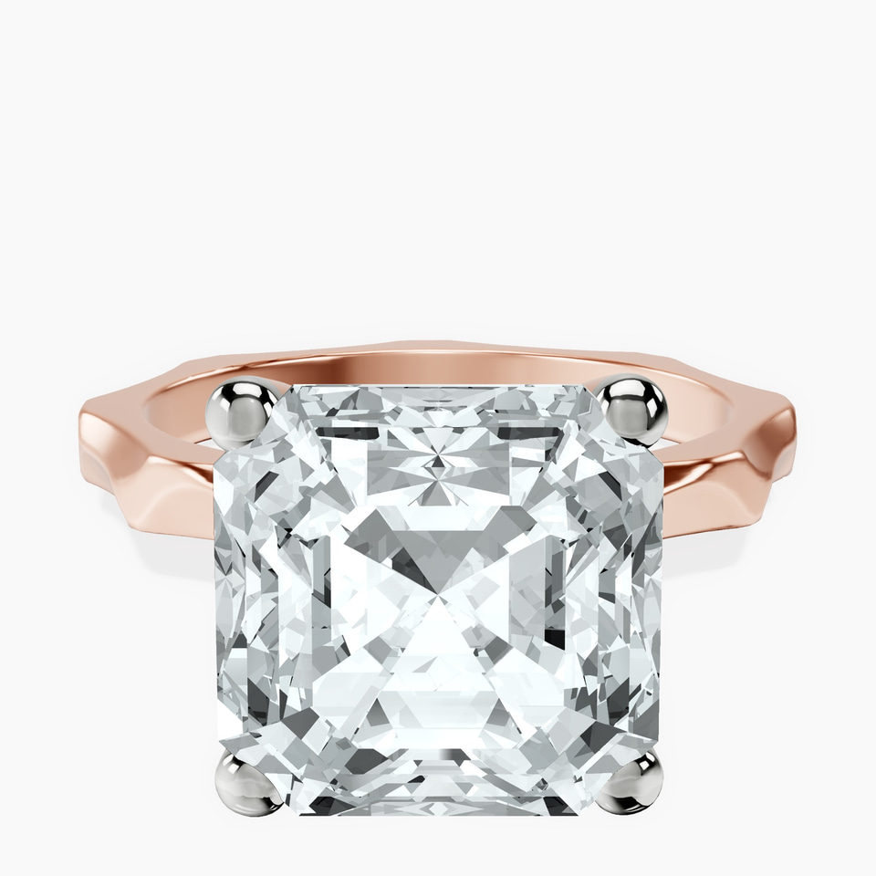 14kt Rose Gold Magnolia Texture Solitaire Lab Diamond Ring front image