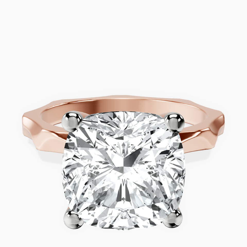 18kt Rose Gold Magnolia Texture Solitaire Lab Diamond Ring front image