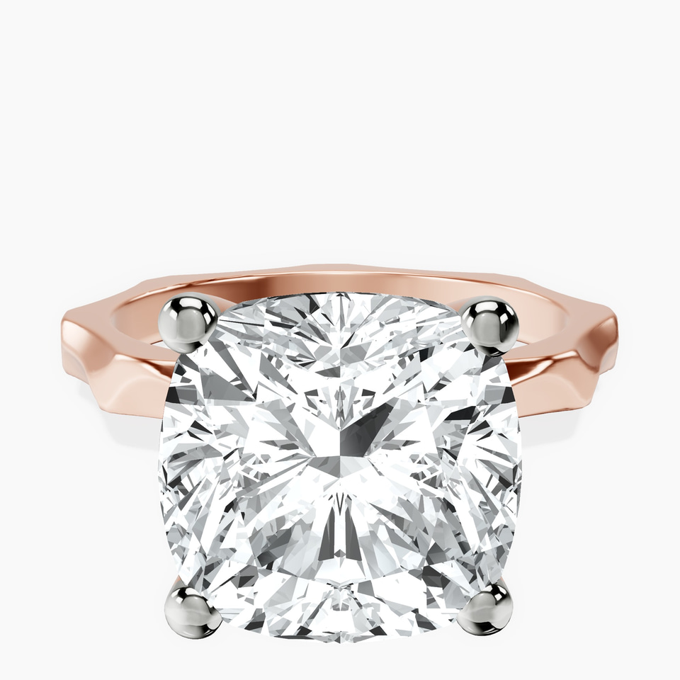10kt Rose Gold Magnolia Texture Solitaire Lab Diamond Ring front image