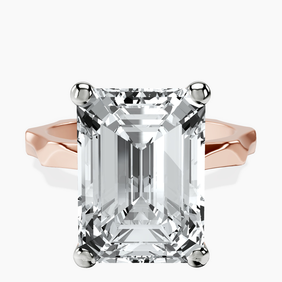 10kt Rose Gold Magnolia Texture Solitaire Lab Diamond Ring front image