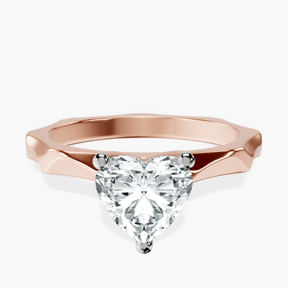 18kt Rose Gold Magnolia Texture Solitaire Lab Diamond Ring front image