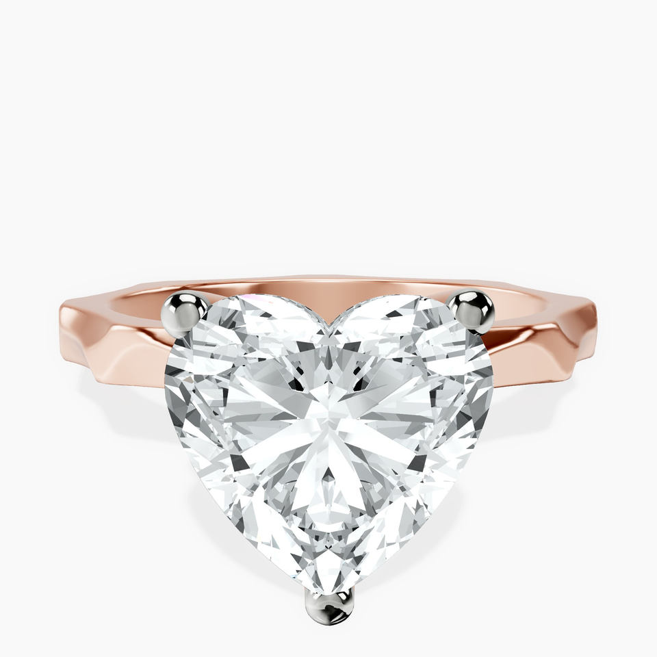 10kt Rose Gold Magnolia Texture Solitaire Lab Diamond Ring front image