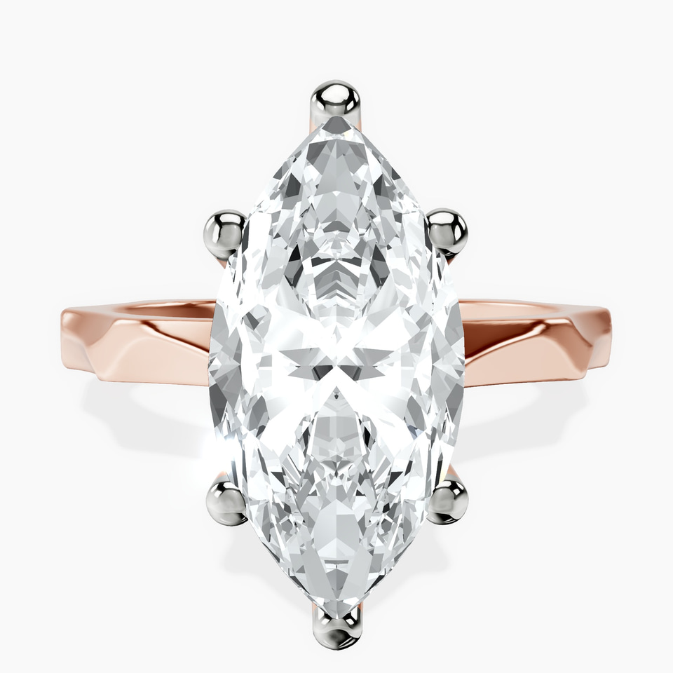 14kt Rose Gold Magnolia Texture Solitaire Lab Diamond Ring front image