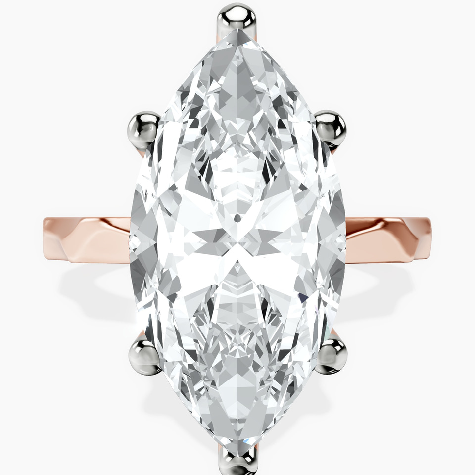 10kt Rose Gold Magnolia Texture Solitaire Lab Diamond Ring front image