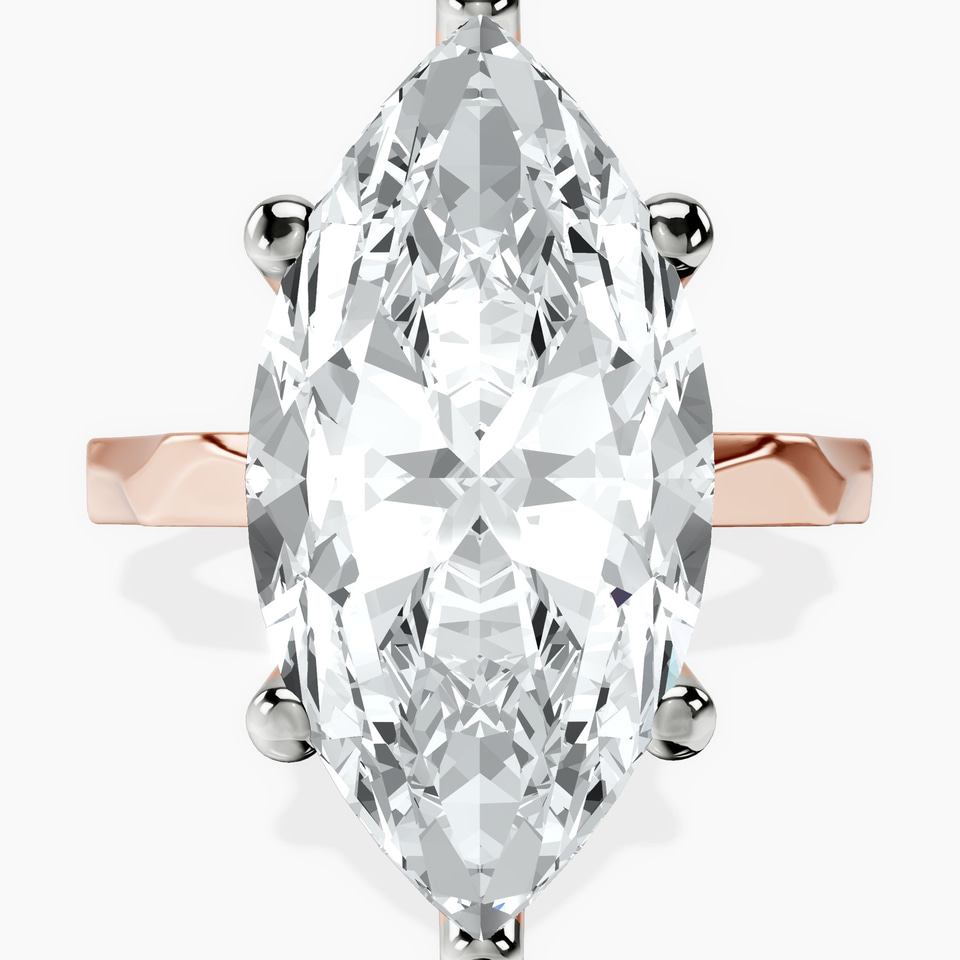 10kt Rose Gold Magnolia Texture Solitaire Lab Diamond Ring front image
