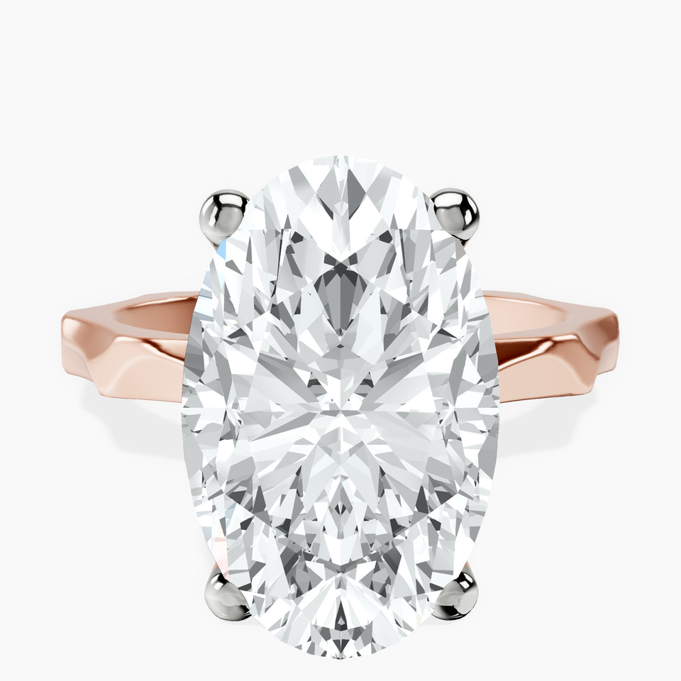 14kt Rose Gold Magnolia Texture Solitaire Lab Diamond Ring front image