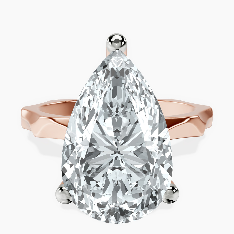 14kt Rose Gold Magnolia Texture Solitaire Lab Diamond Ring front image