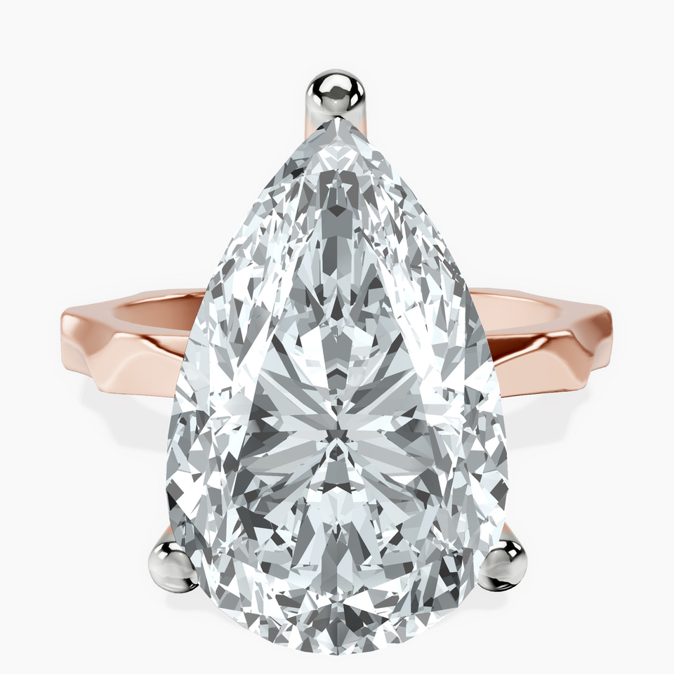10kt Rose Gold Magnolia Texture Solitaire Lab Diamond Ring front image