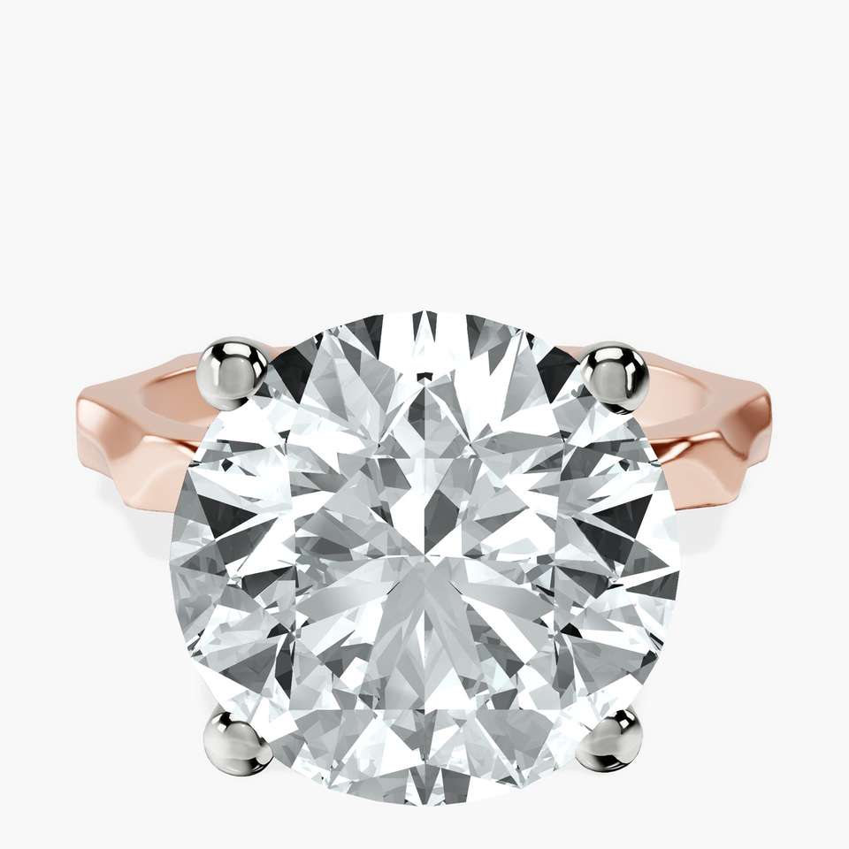 18kt Rose Gold Magnolia Texture Solitaire Lab Diamond Ring front image