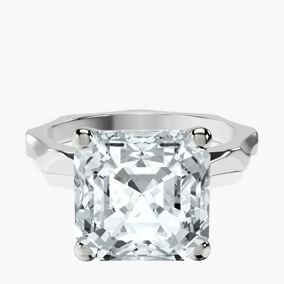 10kt White Gold Magnolia Texture Solitaire Lab Diamond Ring front image