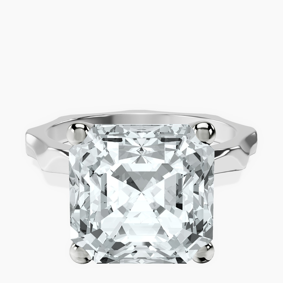 10kt White Gold Magnolia Texture Solitaire Lab Diamond Ring front image