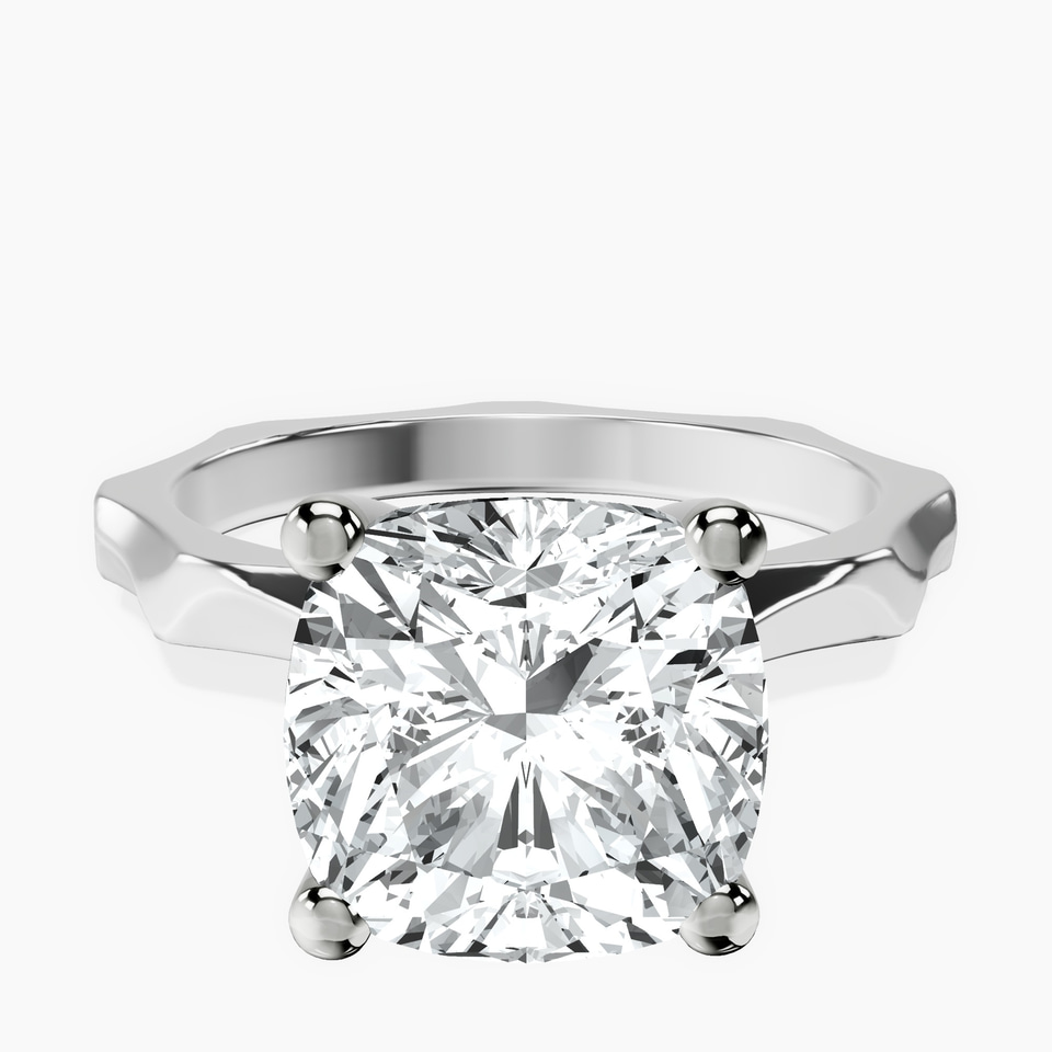 10kt White Gold Magnolia Texture Solitaire Lab Diamond Ring front image