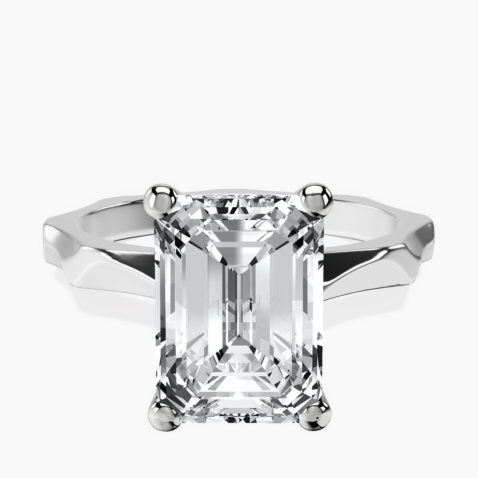 10kt White Gold Magnolia Texture Solitaire Lab Diamond Ring front image