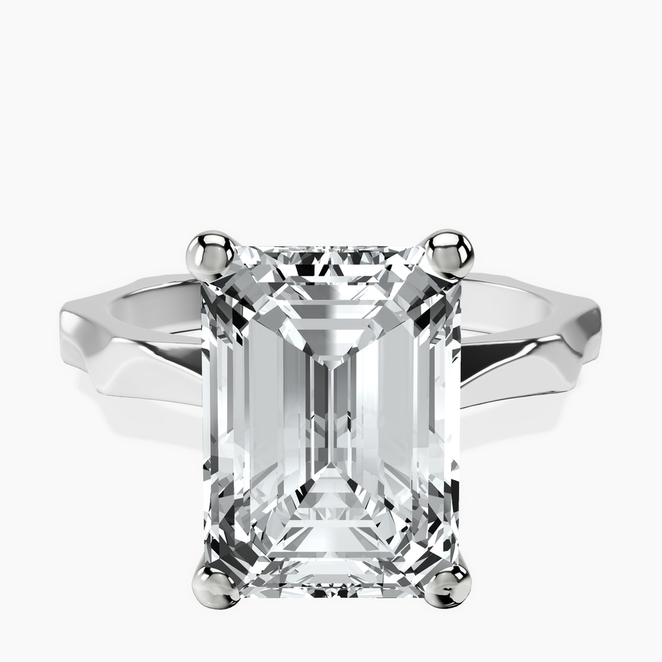 10kt White Gold Magnolia Texture Solitaire Lab Diamond Ring front image