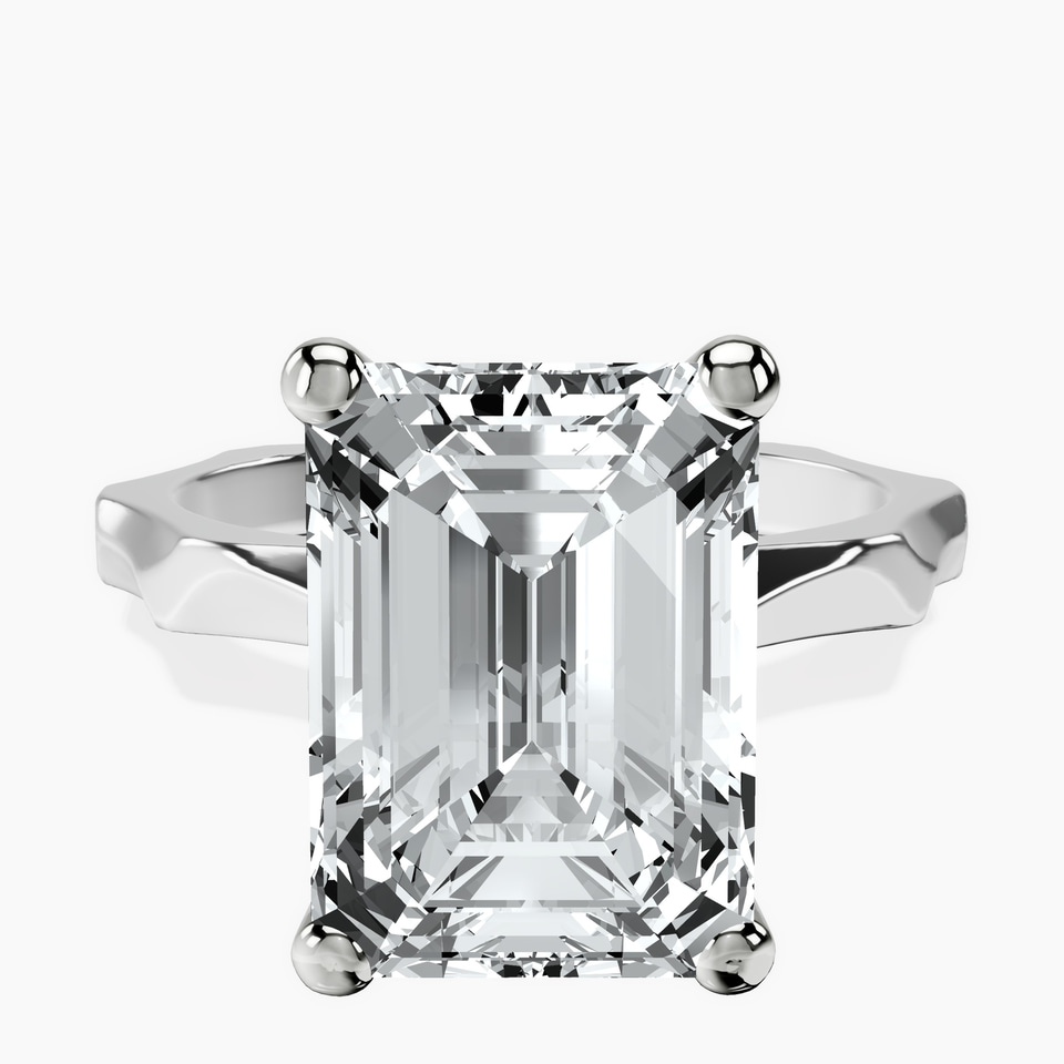 10kt White Gold Magnolia Texture Solitaire Lab Diamond Ring front image