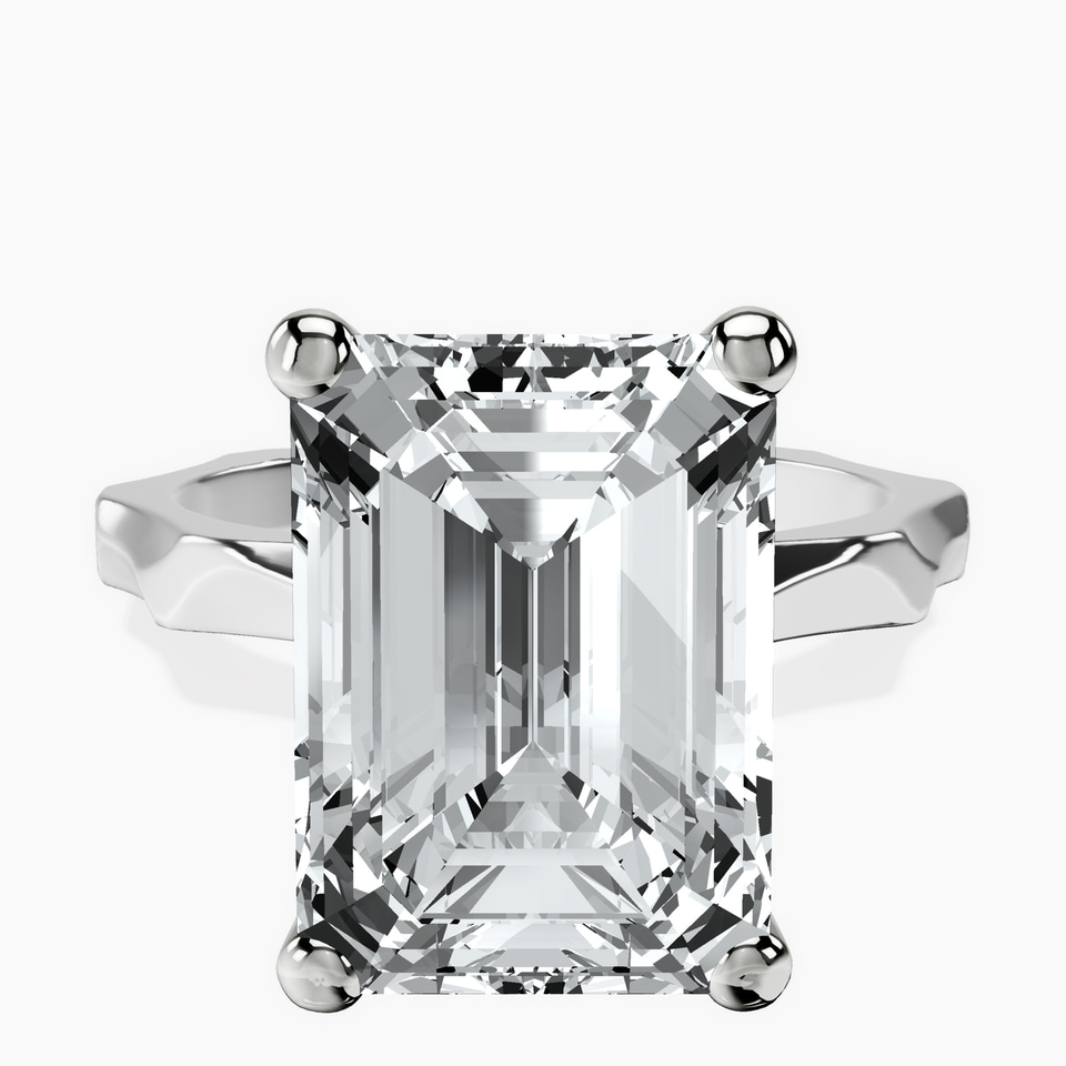 10kt White Gold Magnolia Texture Solitaire Lab Diamond Ring front image