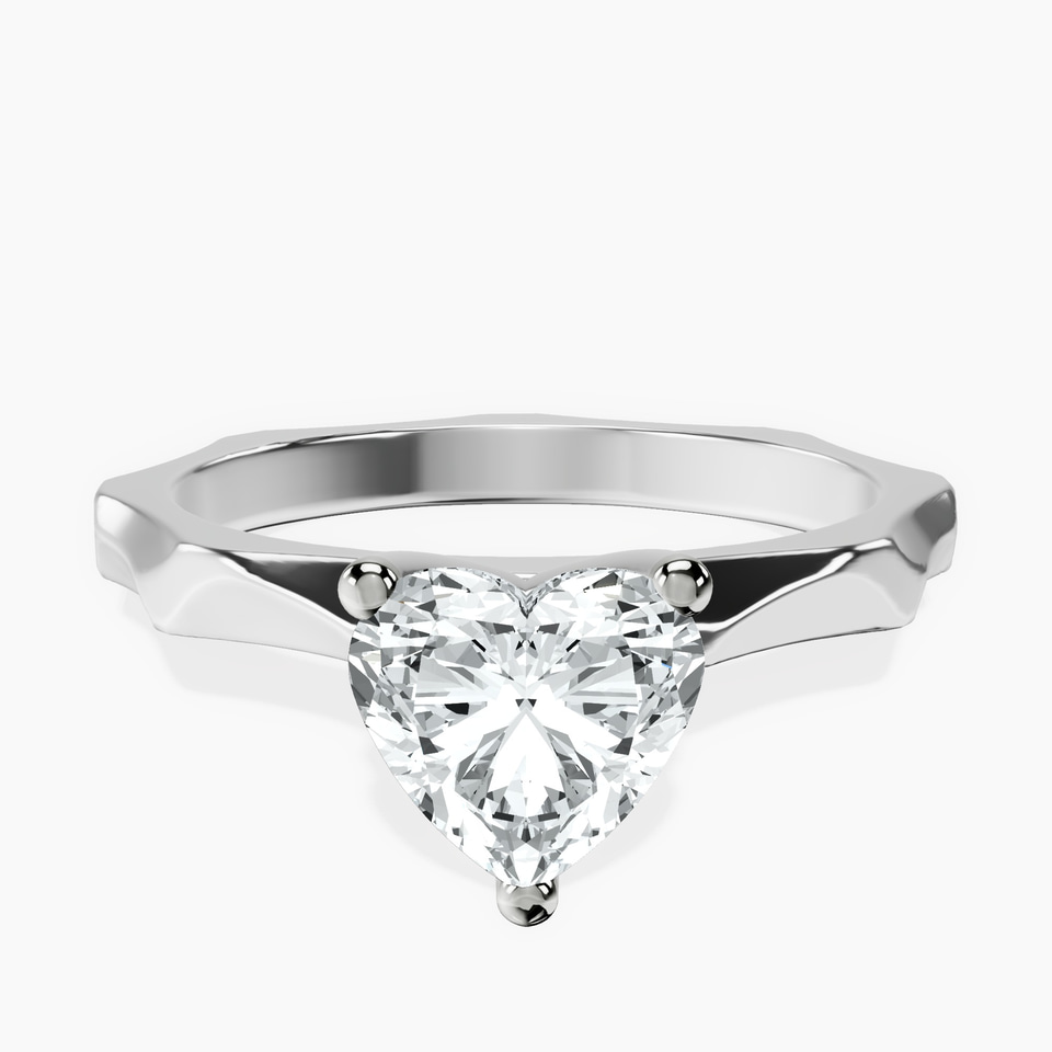 10kt White Gold Magnolia Texture Solitaire Lab Diamond Ring front image