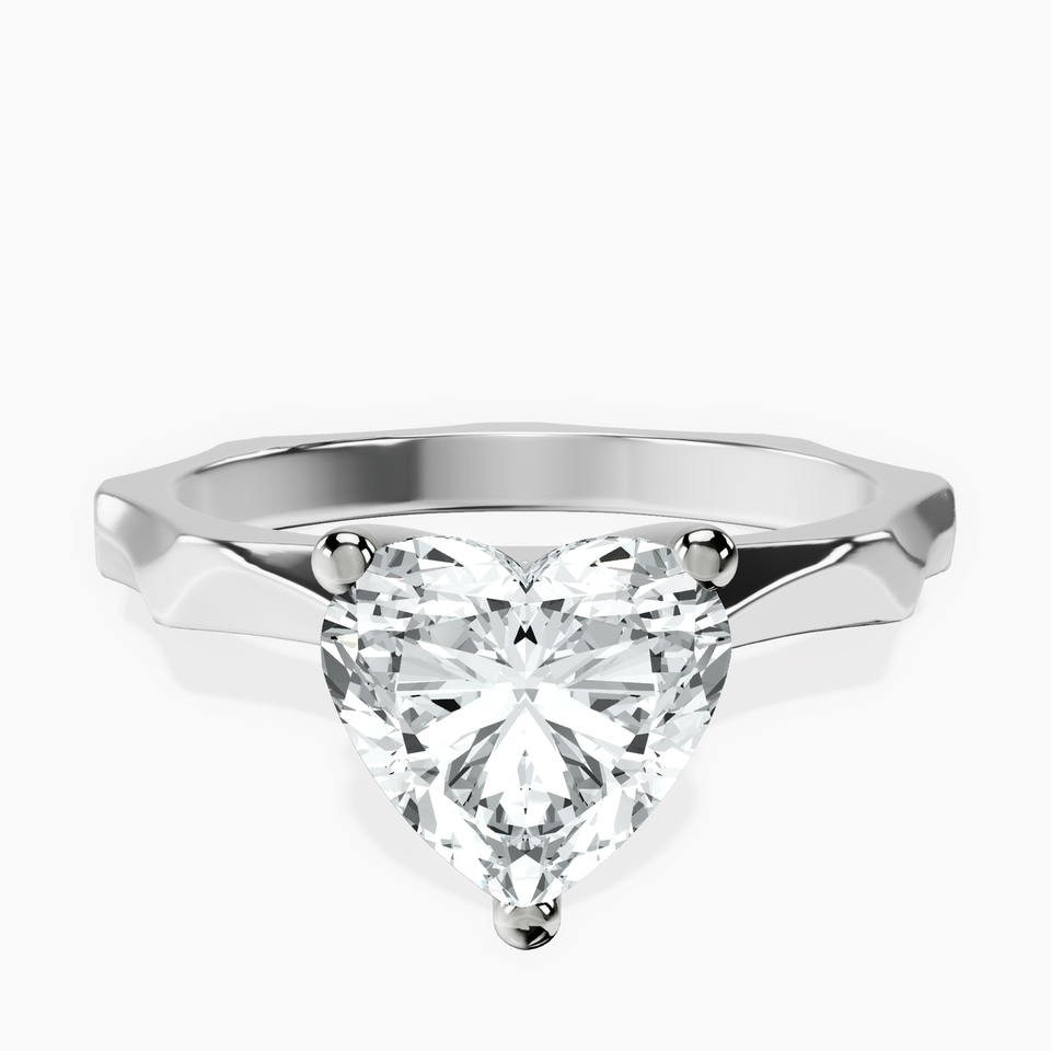 9ct White Gold Magnolia Texture Solitaire Lab Diamond Ring front image