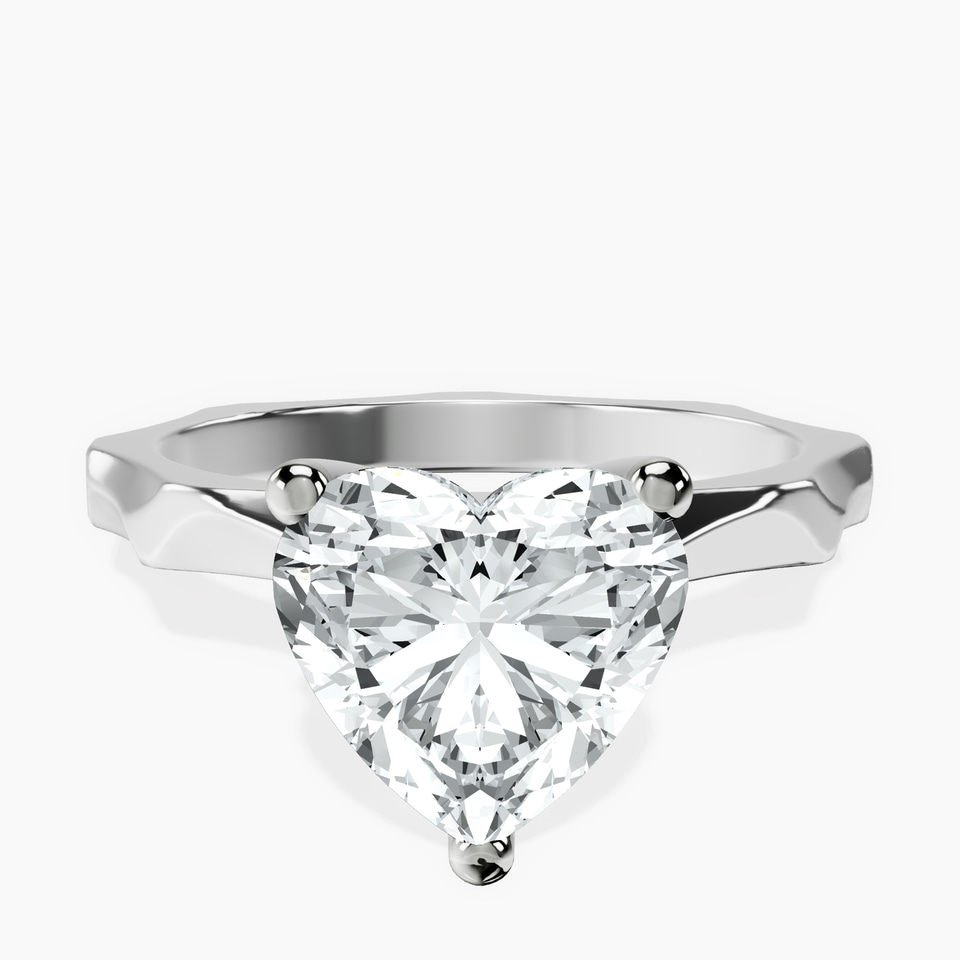 10kt White Gold Magnolia Texture Solitaire Lab Diamond Ring front image