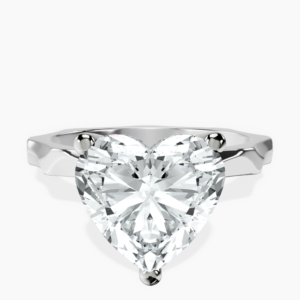 10kt White Gold Magnolia Texture Solitaire Lab Diamond Ring front image