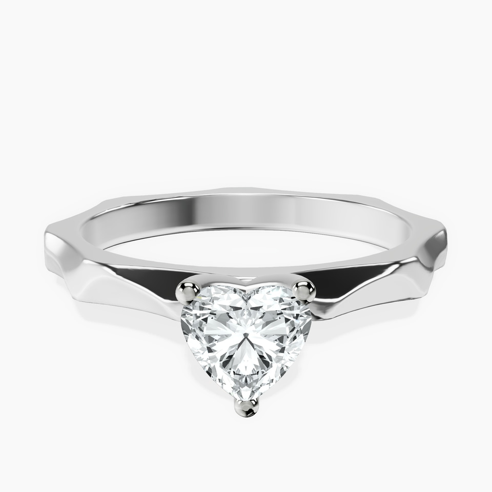 10kt White Gold Magnolia Texture Solitaire Lab Diamond Ring front image