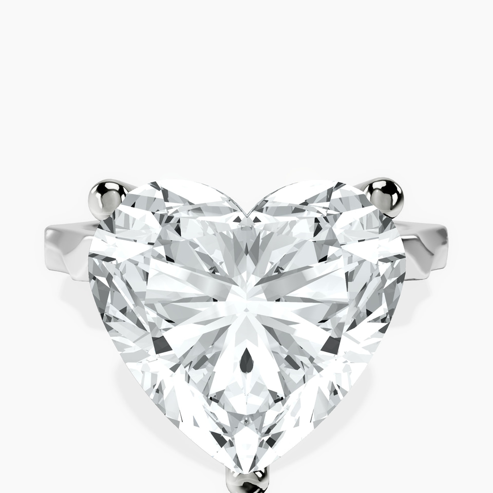 10kt White Gold Magnolia Texture Solitaire Lab Diamond Ring front image