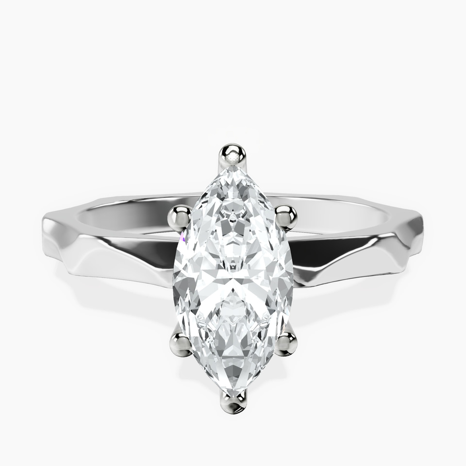 10kt White Gold Magnolia Texture Solitaire Lab Diamond Ring front image