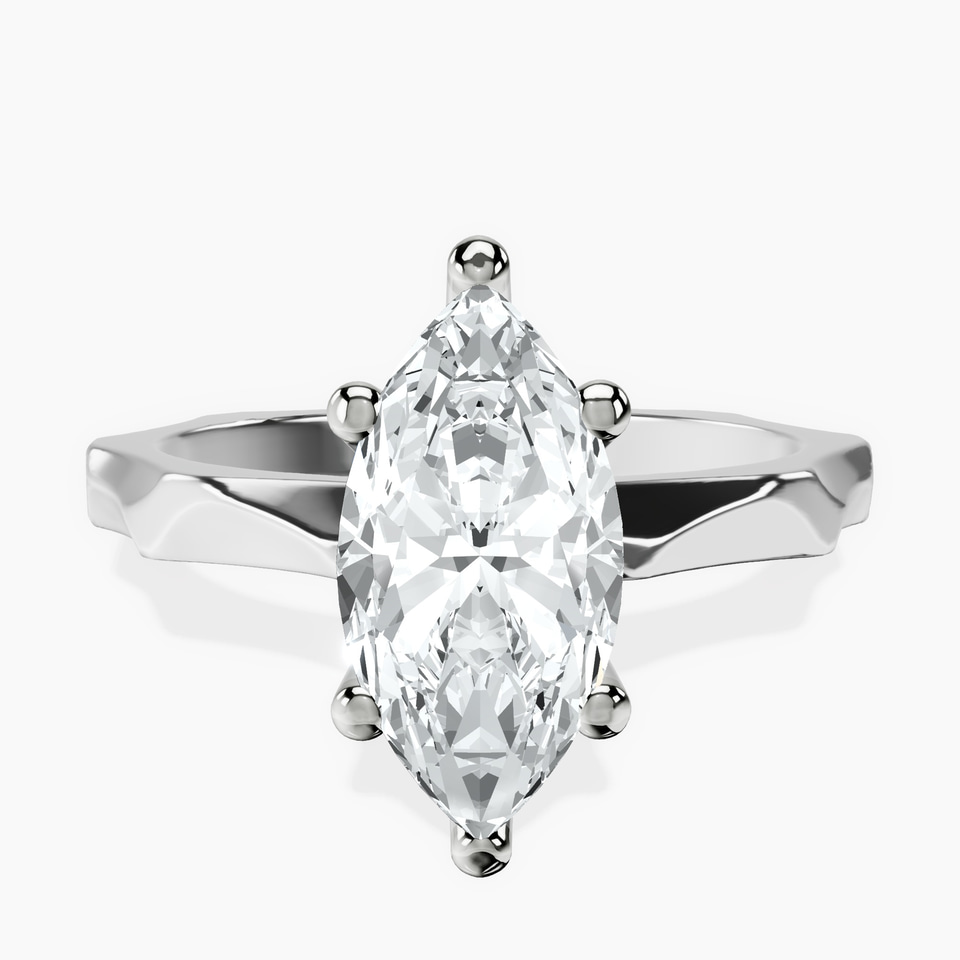9ct White Gold Magnolia Texture Solitaire Lab Diamond Ring front image