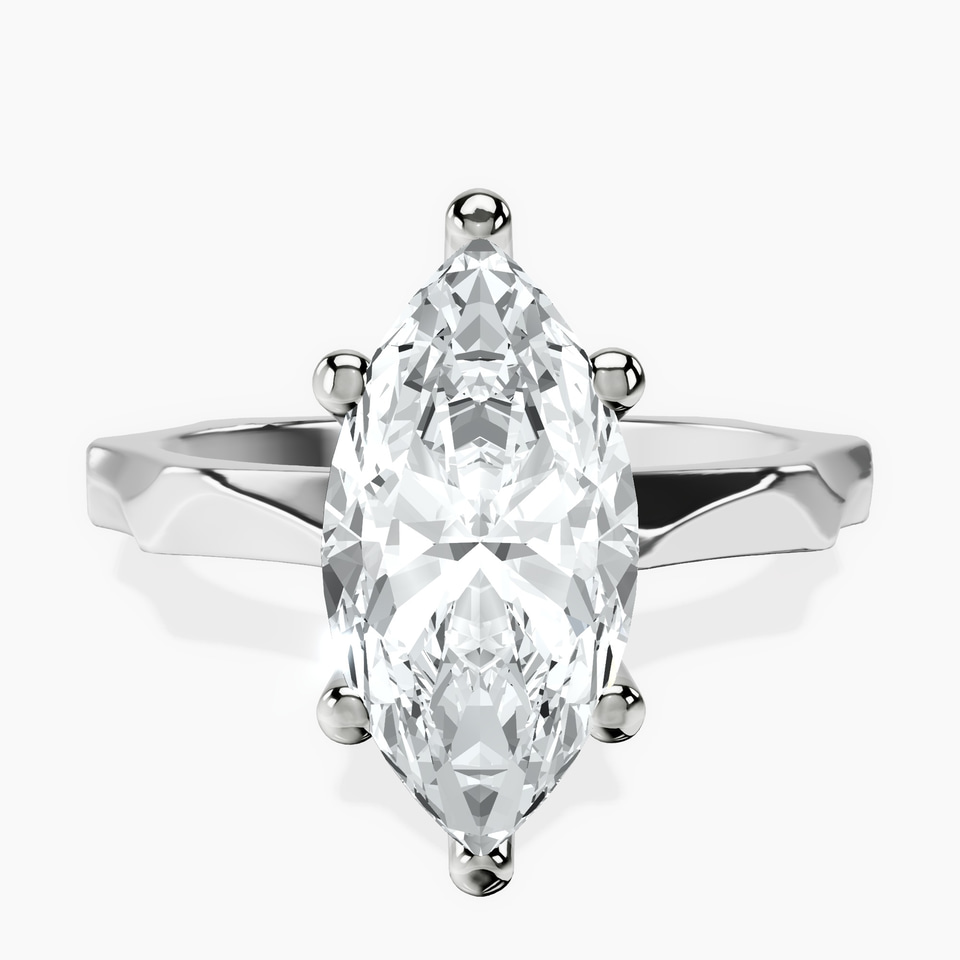 10kt White Gold Magnolia Texture Solitaire Lab Diamond Ring front image