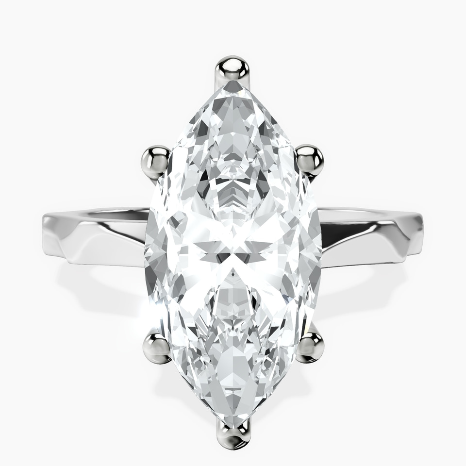 10kt White Gold Magnolia Texture Solitaire Lab Diamond Ring front image