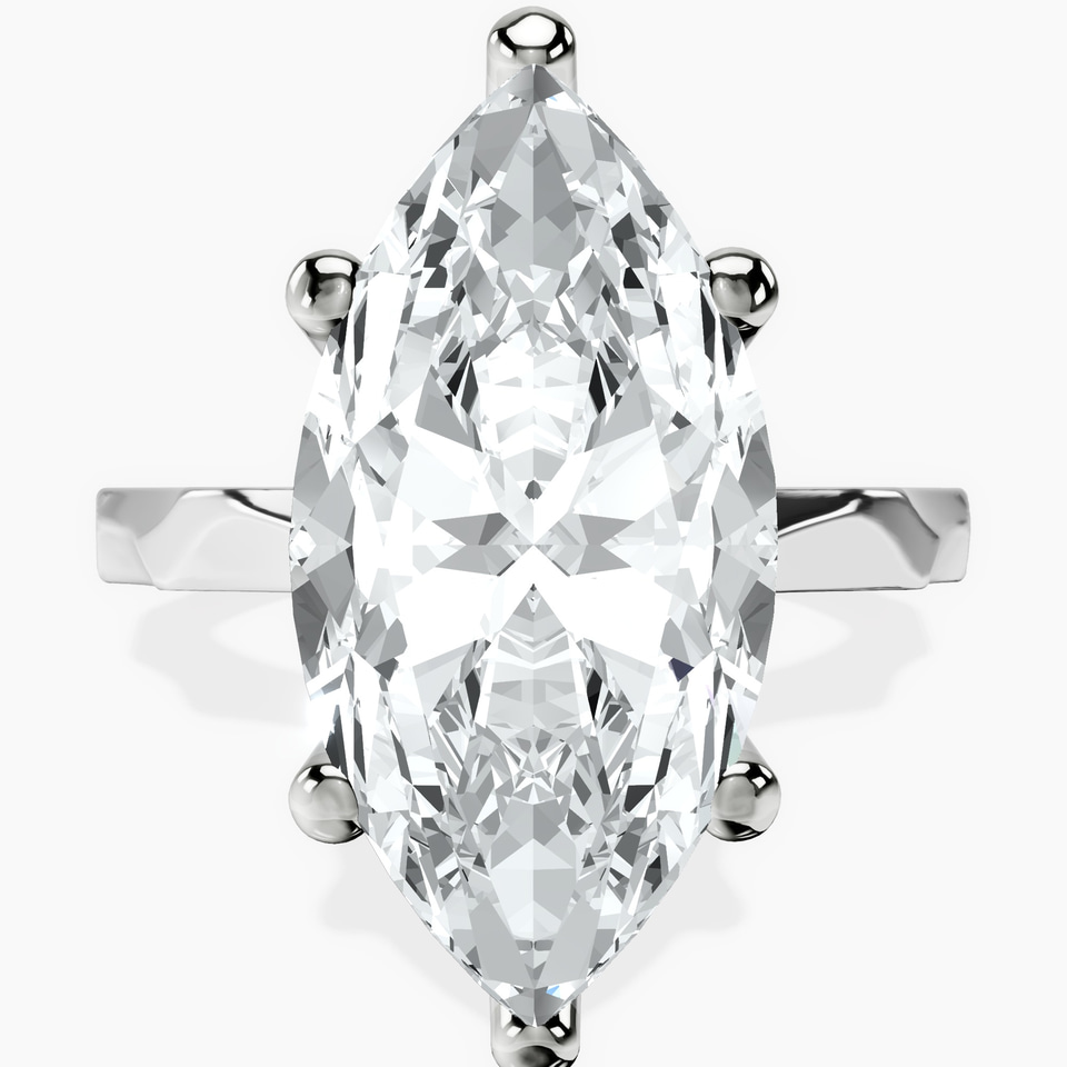 10kt White Gold Magnolia Texture Solitaire Lab Diamond Ring front image